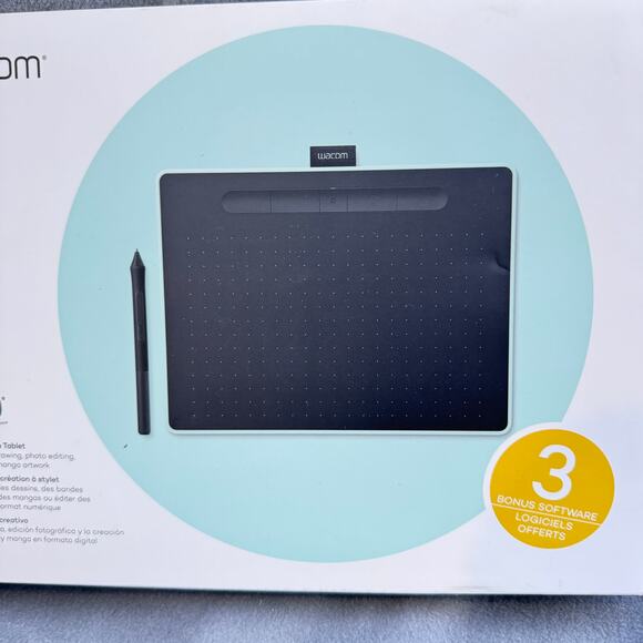 Wacom Intuos CTL-6100WL Bluetooth Graphics Tablet Medium Pistachio Pen Cable - Picture 4 of 9